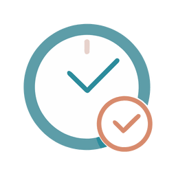 Icône d’une horloge avec un crochet de validation